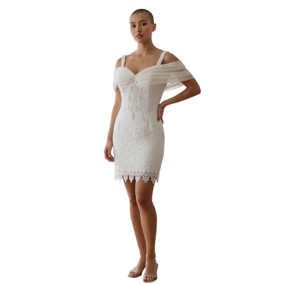 Vintage Jessica McClintock Victorian Revival Women's Evening Ivory Dress SZ 9/10